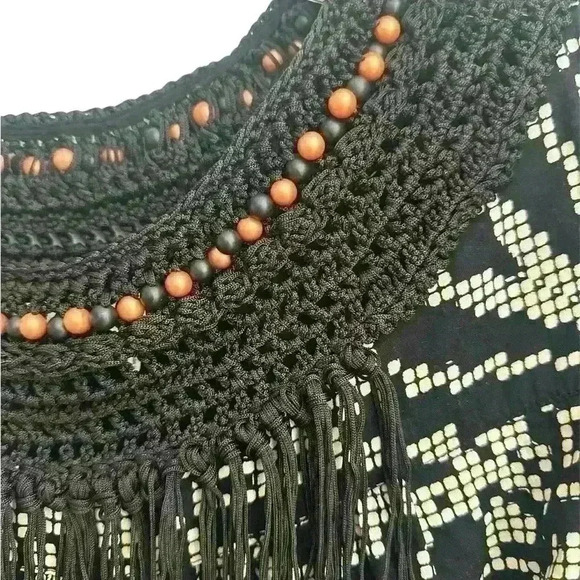 Anthropologie Floreat Women Abelia Dress Sz XS Geometric Beads Black Red(D 230) - Picture 4 of 6